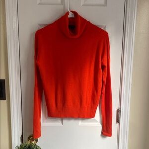 Ann Taylor Orange Preppy, Quiet Luxury Merino Wool Cowl Neck Sweater